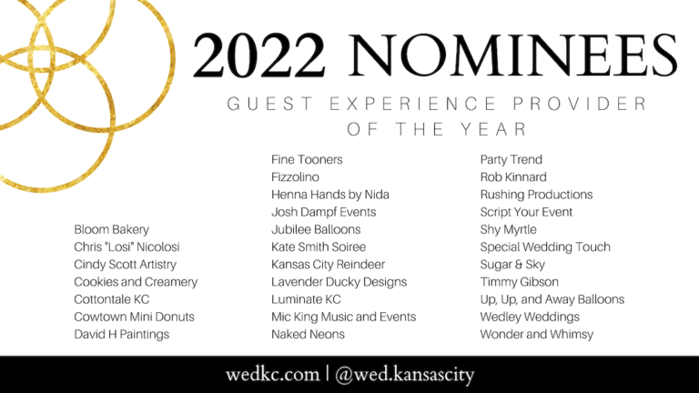 2022 Kansas City Wedding Vendor Choice Awards Nominees - Guest Experience Provider