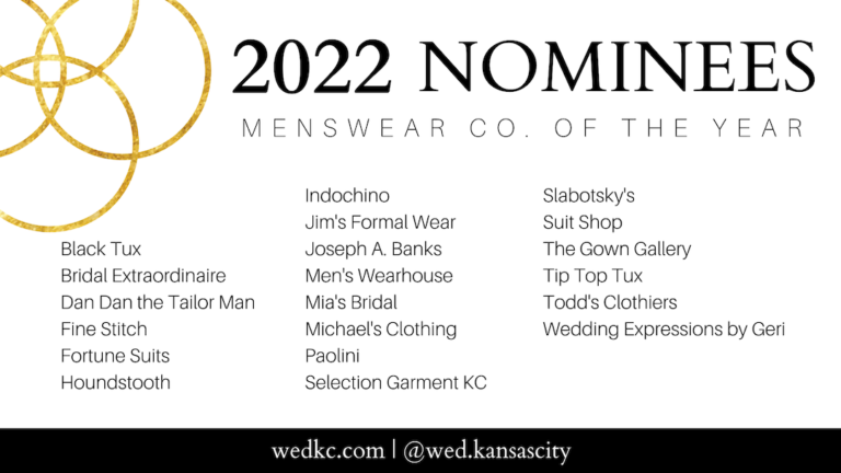 2022 Kansas City Wedding Vendor Choice Awards Nominees - Menswear