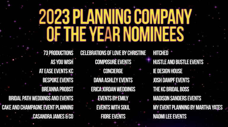 2023 Kansas City Wedding Vendor Choice Awards by Wed KC Nominees Planning Company