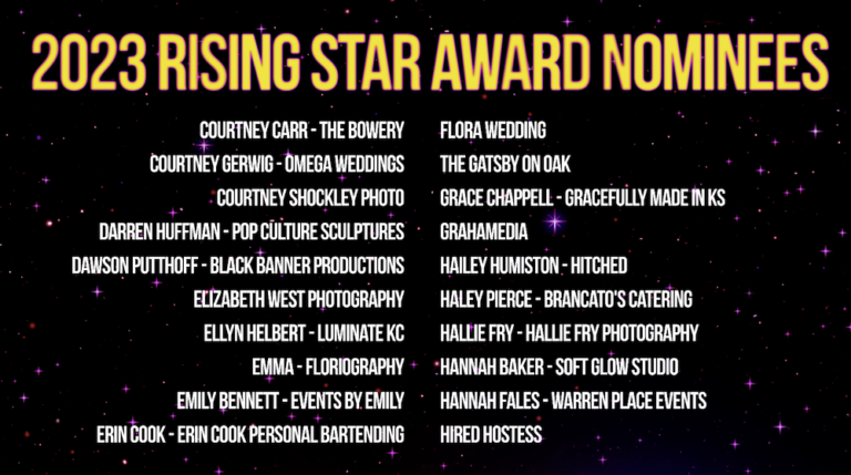 2023 Kansas City Wedding Vendor Choice Awards by Wed KC Nominees Rising Star Award 2