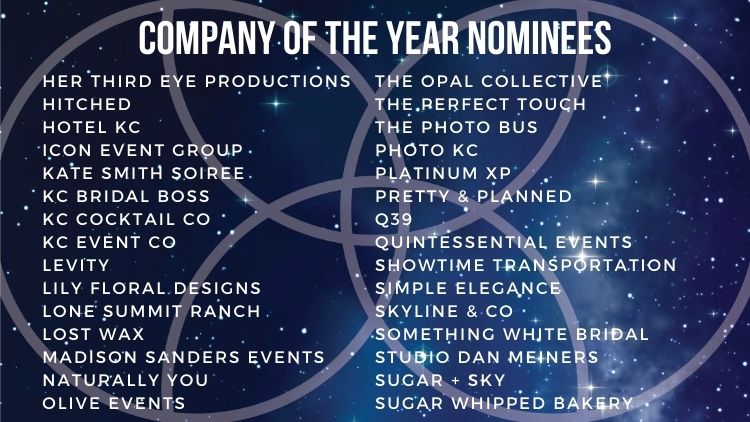 Kansas City Wedding Vendor Choice Awards 2024 Nominees Company of the Year 2